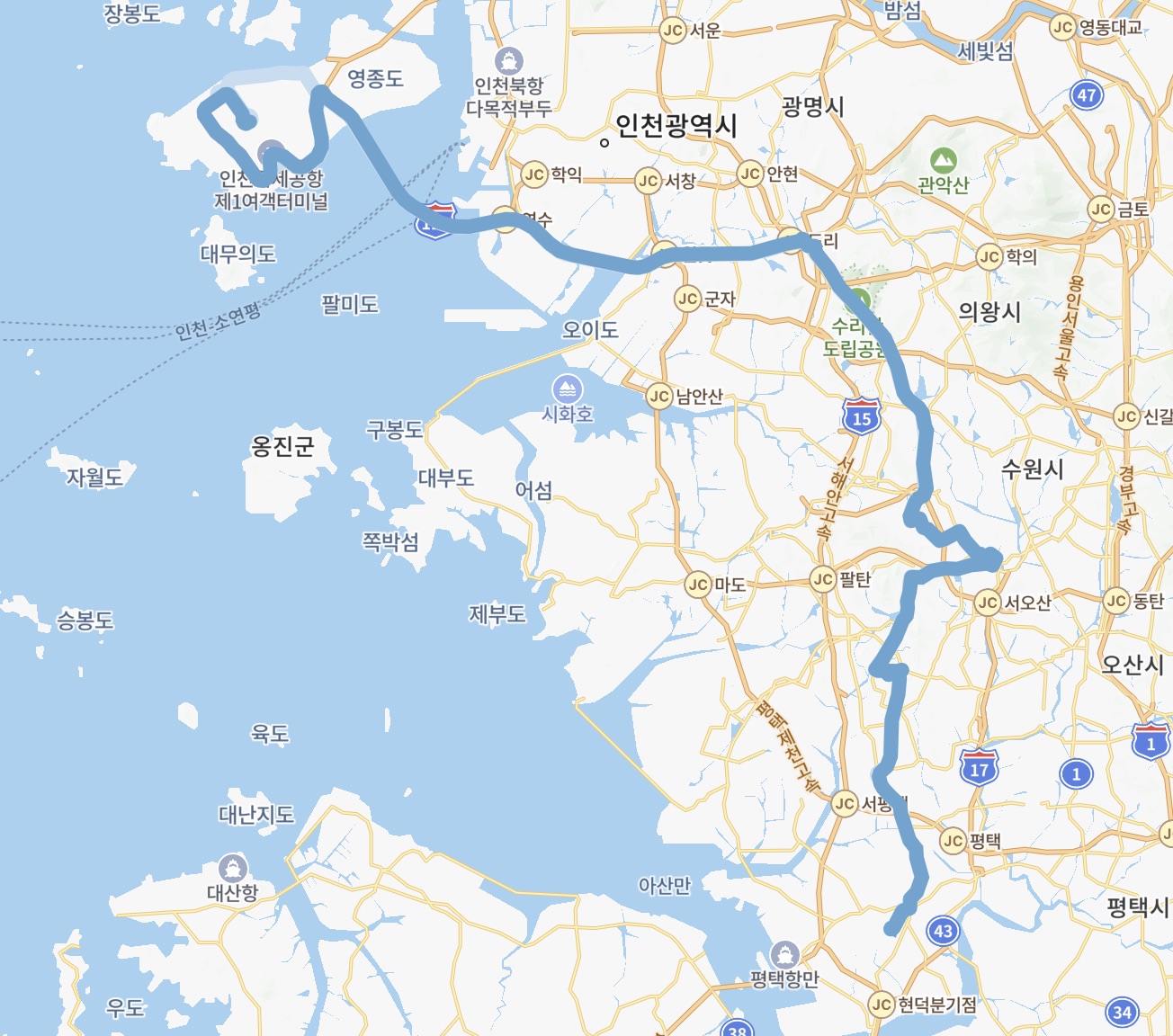 8835 공항버스 지도