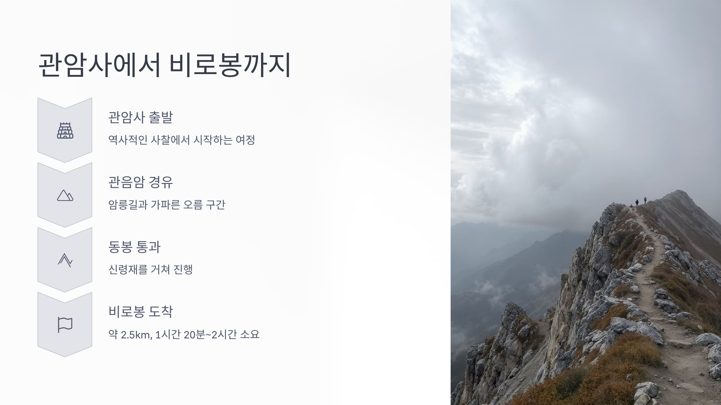 관암사에서 정상까지