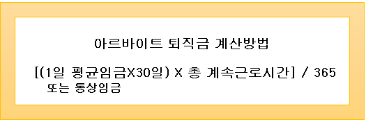 아르바이트 퇴직금 계산식