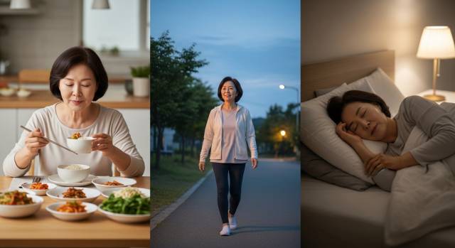 【IMG6 — 역류성 기침 완화를 위한 생활습관 교정을 실천하는 55세 한국인 이미지】