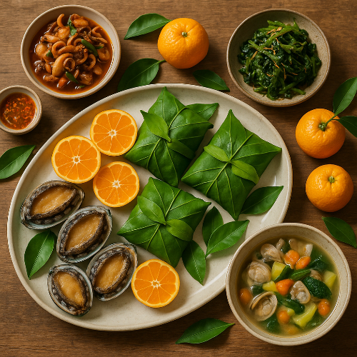 제주 봄 제철음식과 레시피 (해산물, 귤잎, 자연식단)관련 사진