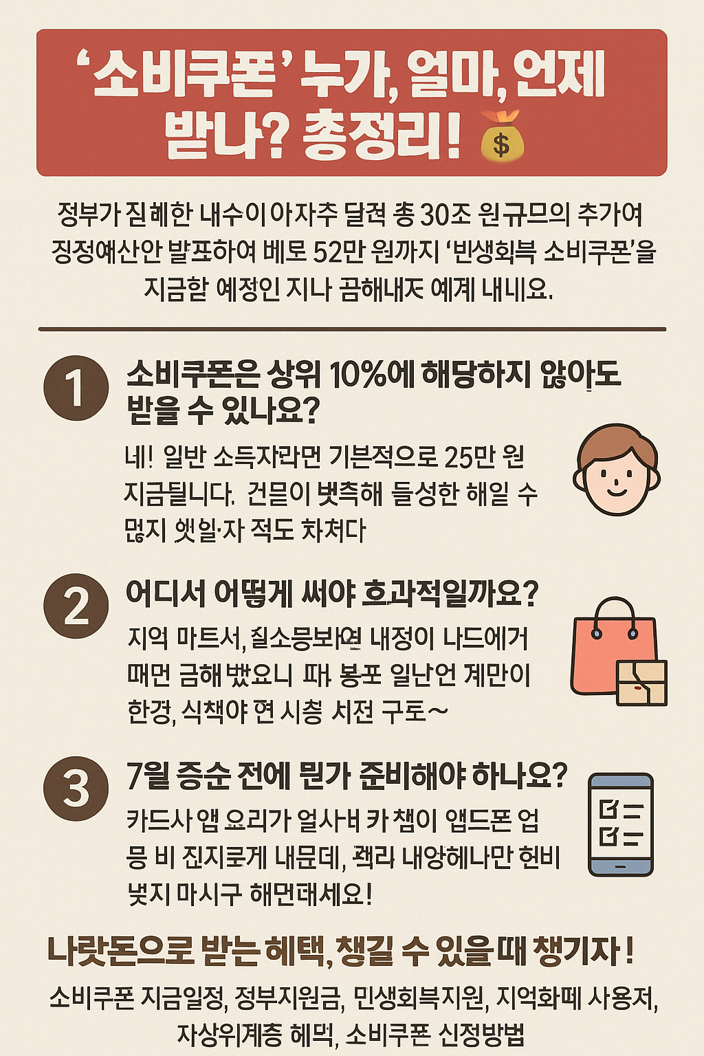 전 국민 '소비쿠폰' 지급! 최대 52만 원, 놓치면 후회할 정보 총정리