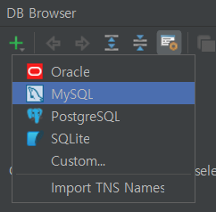 DB Brower에서 MySQL 선택