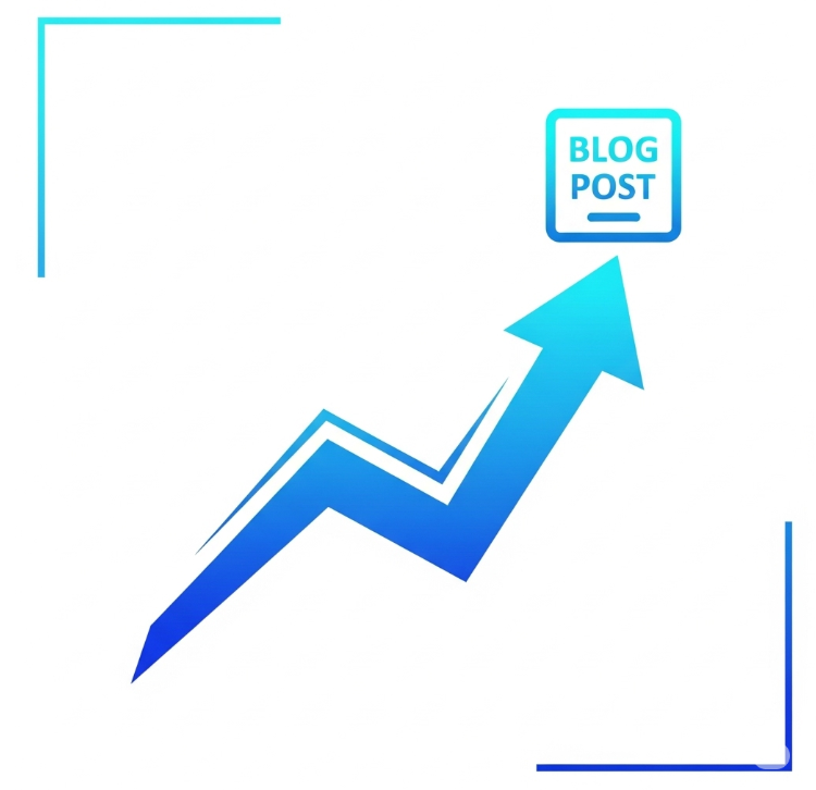 A stylized illustration of a rising line graph with a blog post icon at the peak, set against a clean, modern background. The overall tone should be professional and convey growth and success. No text.