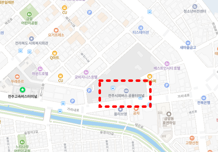 전주시외버스터미널 위치-지도