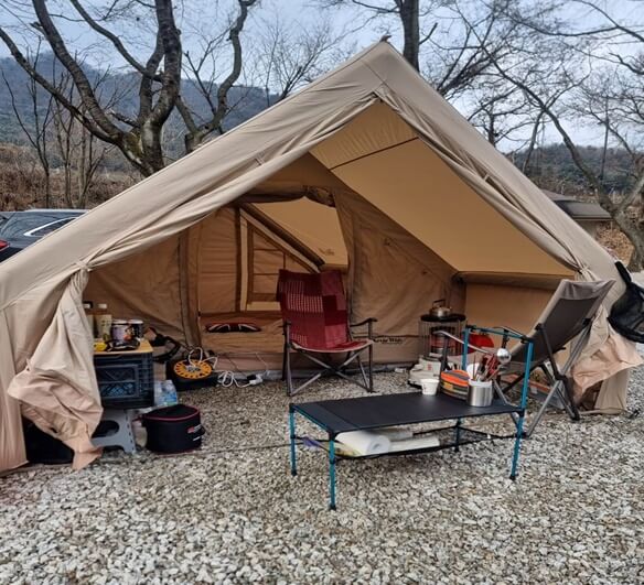 오토캠핑 텐트치기 불멍