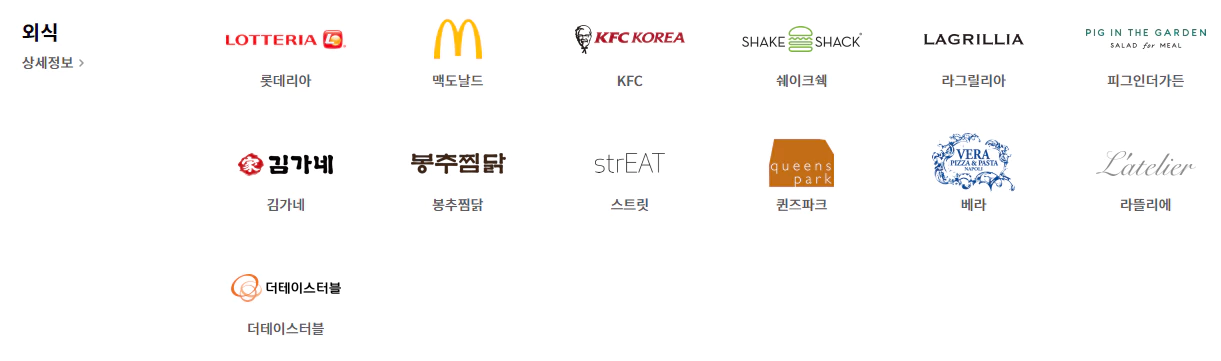 애플페이가 사용가능한 외식 가능한 매장들의 로고