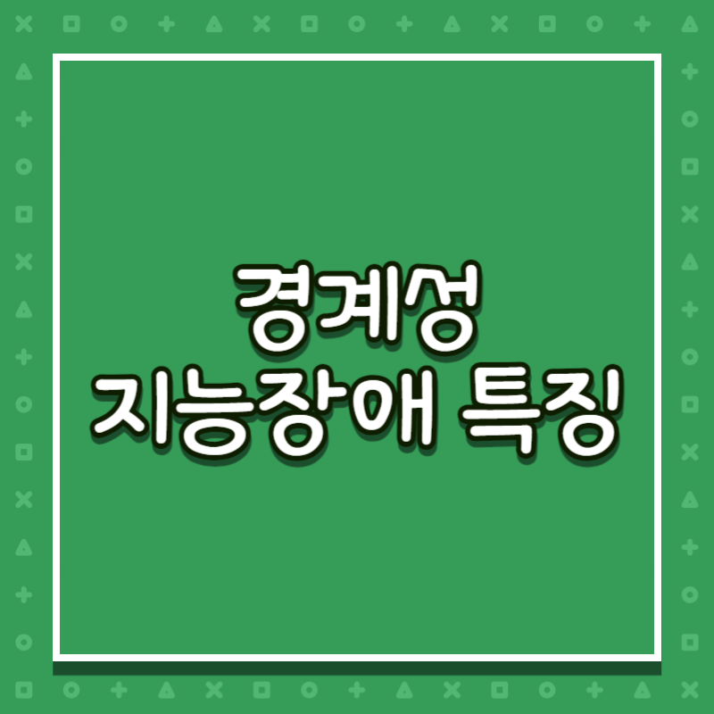 경계성 지능장애 특징