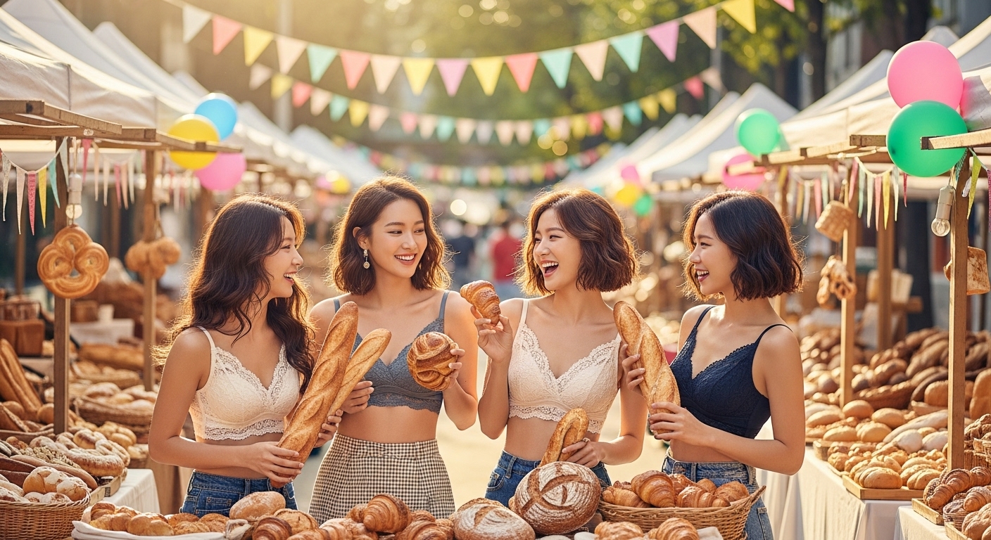 빵축제에 참가한 여인들