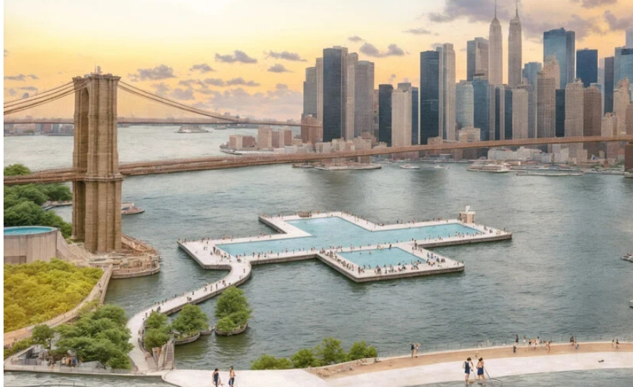 뉴욕시 셀프필터링 부유식 풀장 New york city's self-filtering +POOL to float in the east river this summer