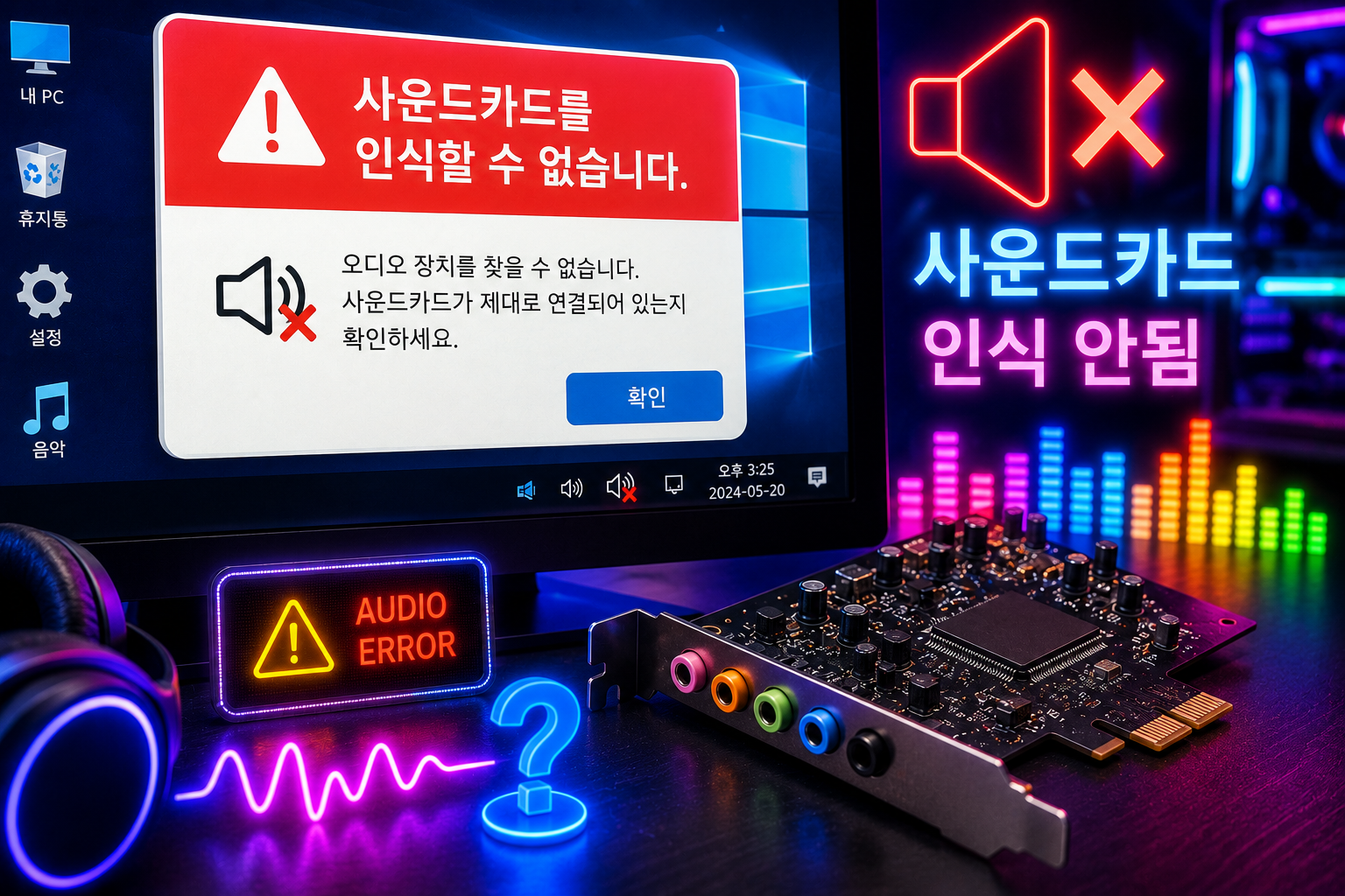사운드카드 인식 안됨 해결방법 총정리 오디오 출력장치 찾을 수 없음 원인