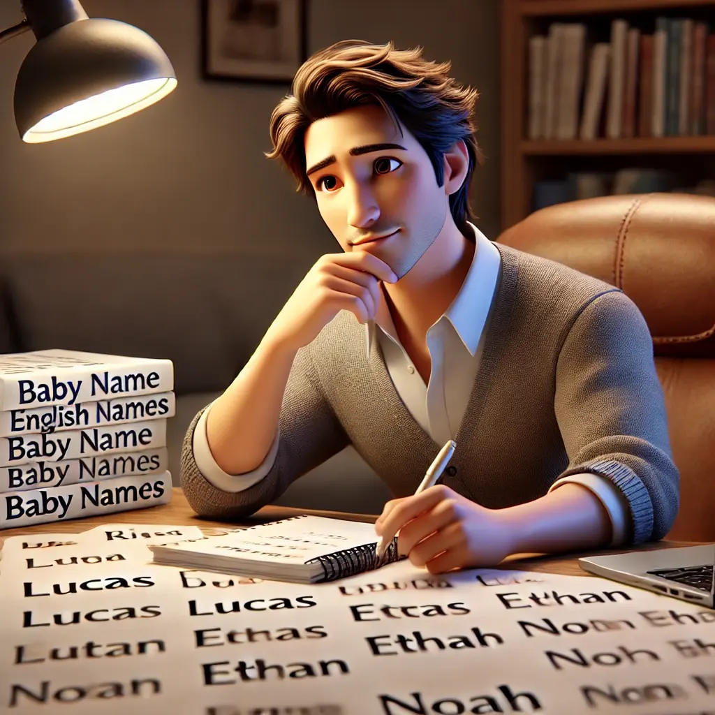 영어 이름을 고민하는 중년 한국 남성 캐릭터 ‘러이더’의 3D 스타일 일러스트