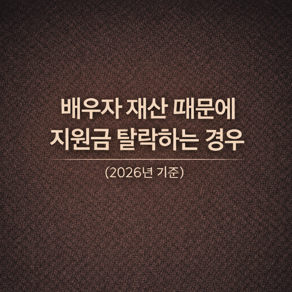 배우자 재산 때문에 지원금 탈락하는 경우 (2026년 기준)