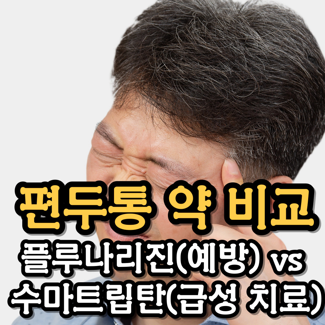 편두통 약 비교 플루나리진(예방) vs 수마트립탄(급성 치료)