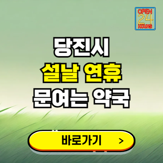 당진시 설날 연휴 문여는 약국 ❘ 24시 비상 당직 일요일 밤에 문여는 곳