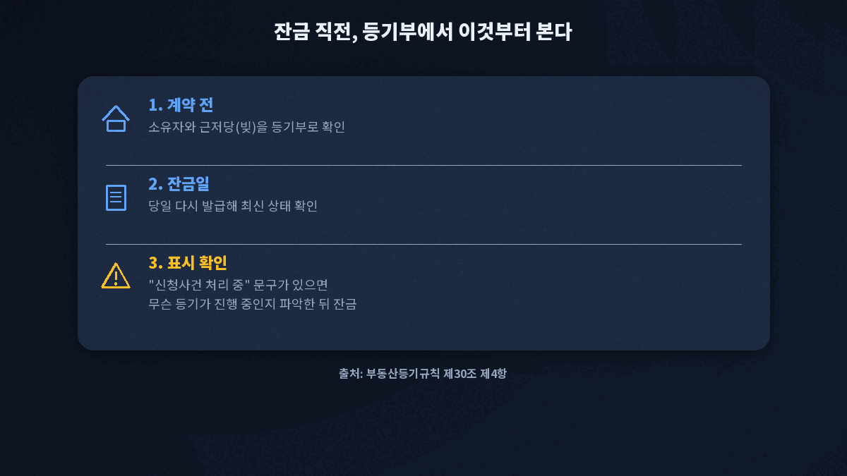 부동산 잔금 전 등기사항증명서 확인 순서와 신청사건 처리중 표시가 있을 때 대응