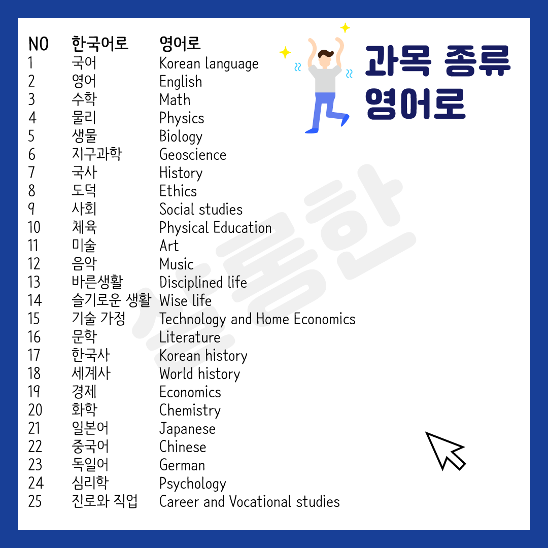 과목별-영어로-정리한-표