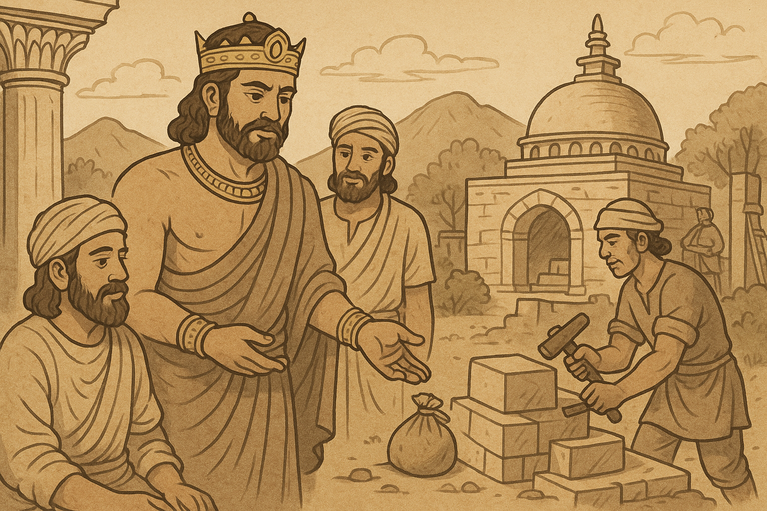 간다라 시대 왕과 귀족이 불탑 건립