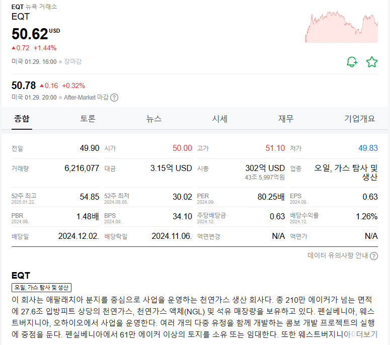 미국 천연가스 관련주