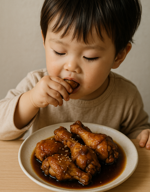 닭조림 먹는 아이