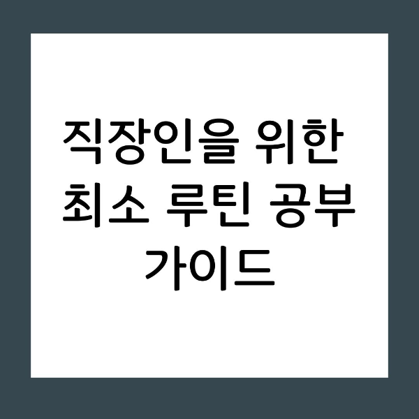 최소 루틴 바쁜 직장인에게 꼭 필요한 핵심 공부 가이드