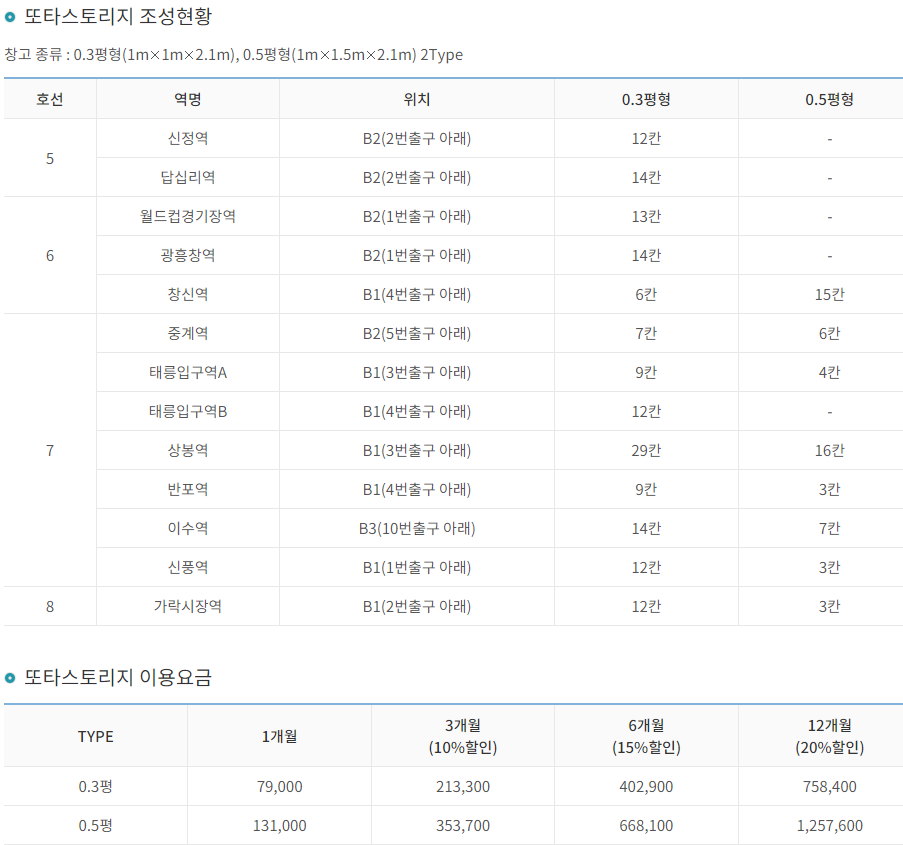 또타 스토리지 조성현황 이용요금