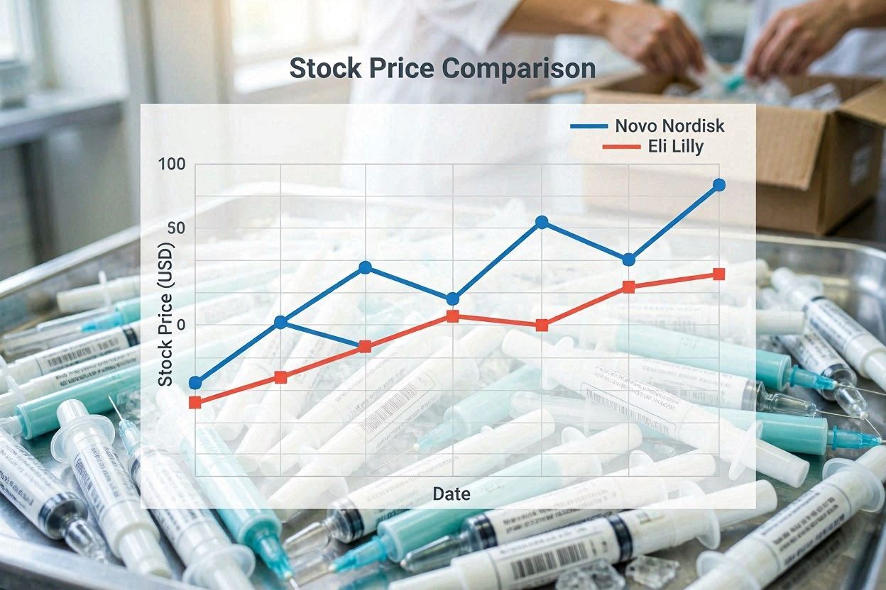 The stock price is trending upward due to NovoNordisk and EliLilly's next-generation pipelines.