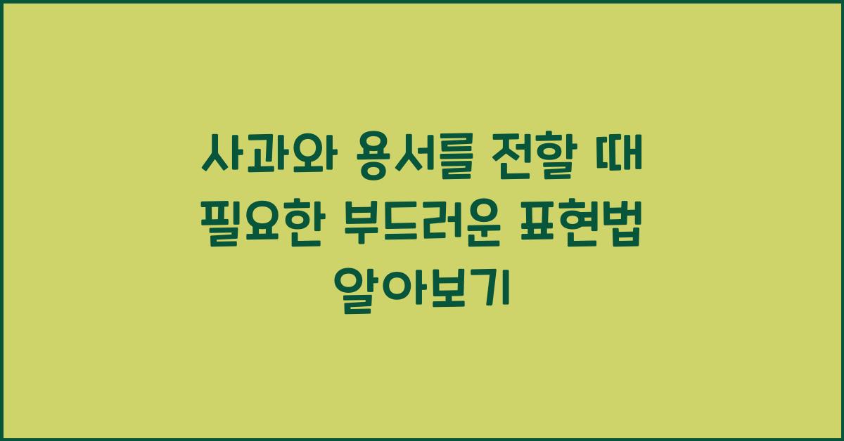 사과와 용서를 전할 때 필요한 부드러운 표현법
