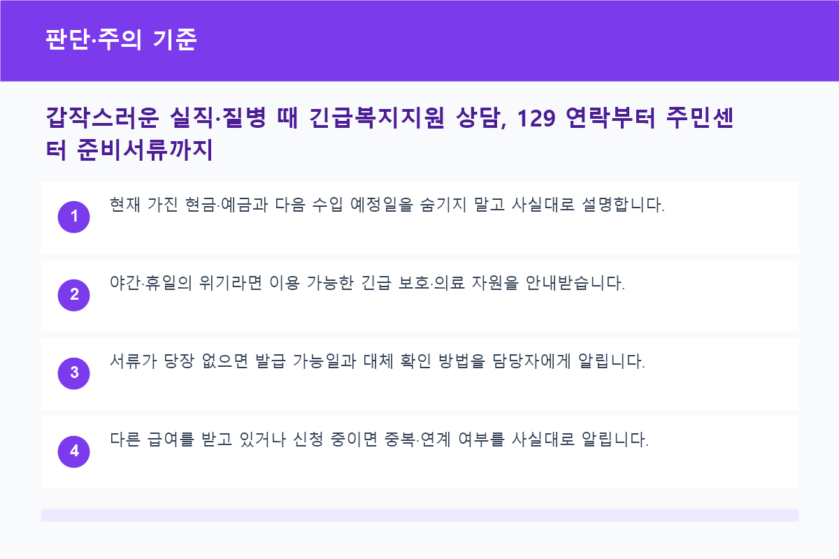 긴급복지지원 신청 전후 판단과 주의 기준표