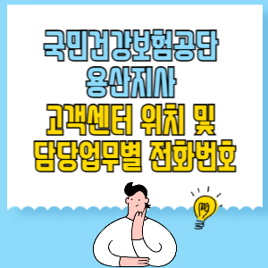 국민건강보험공단 용산지사 고객센터 위치 및 담당업무별 전화번호