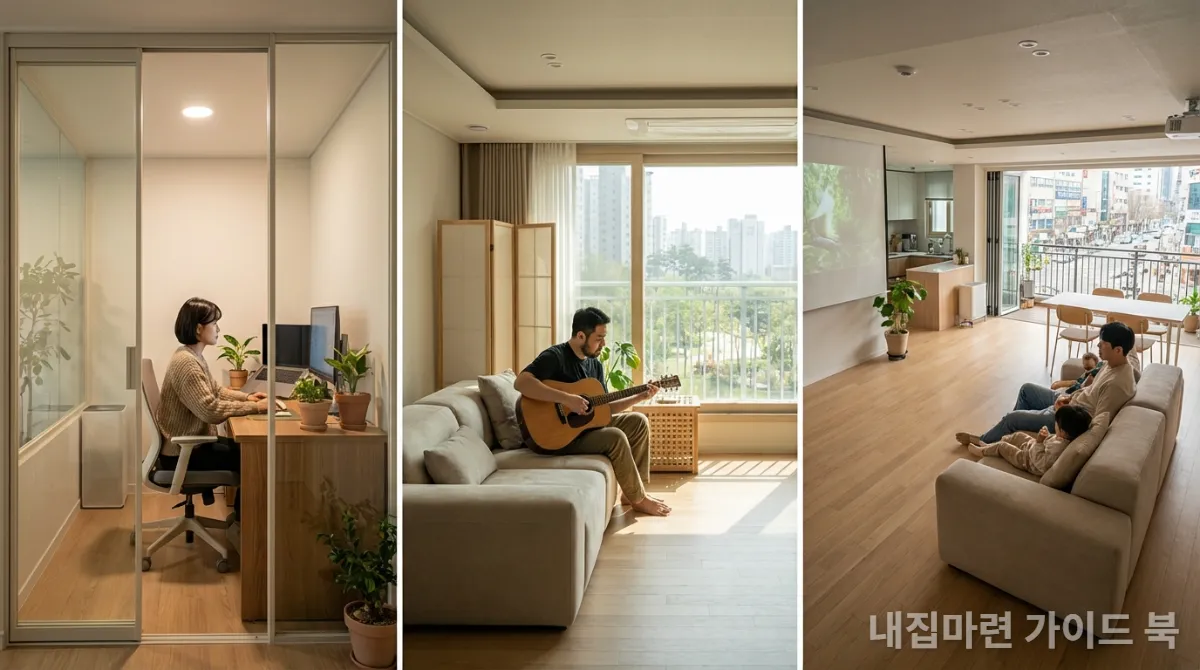 1인 가구, 재택근무자, 고령층 등 다양한 라이프스타일을 반영한 한국 아파트 내부
