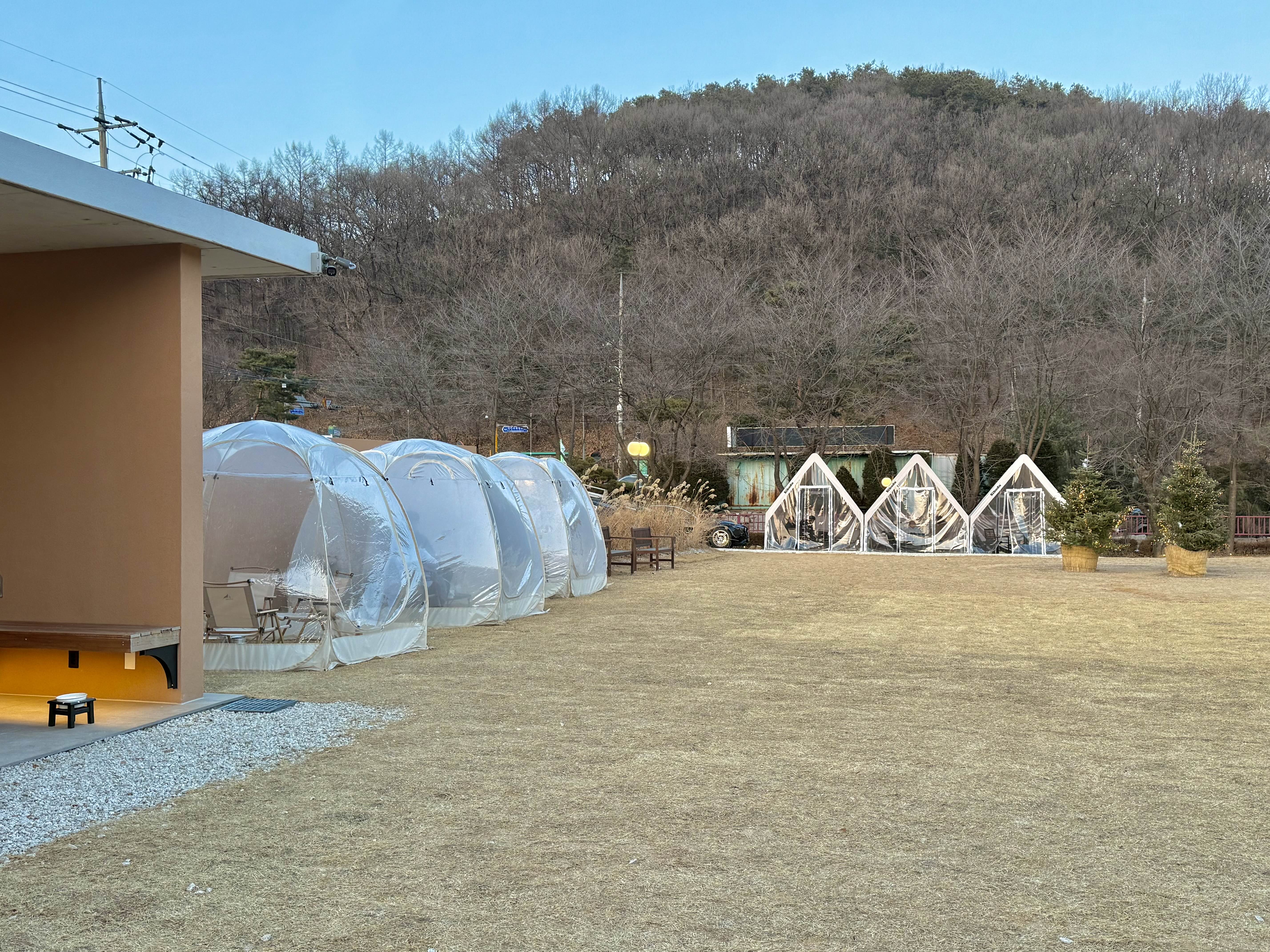 사유색의 야외 정원 이미지