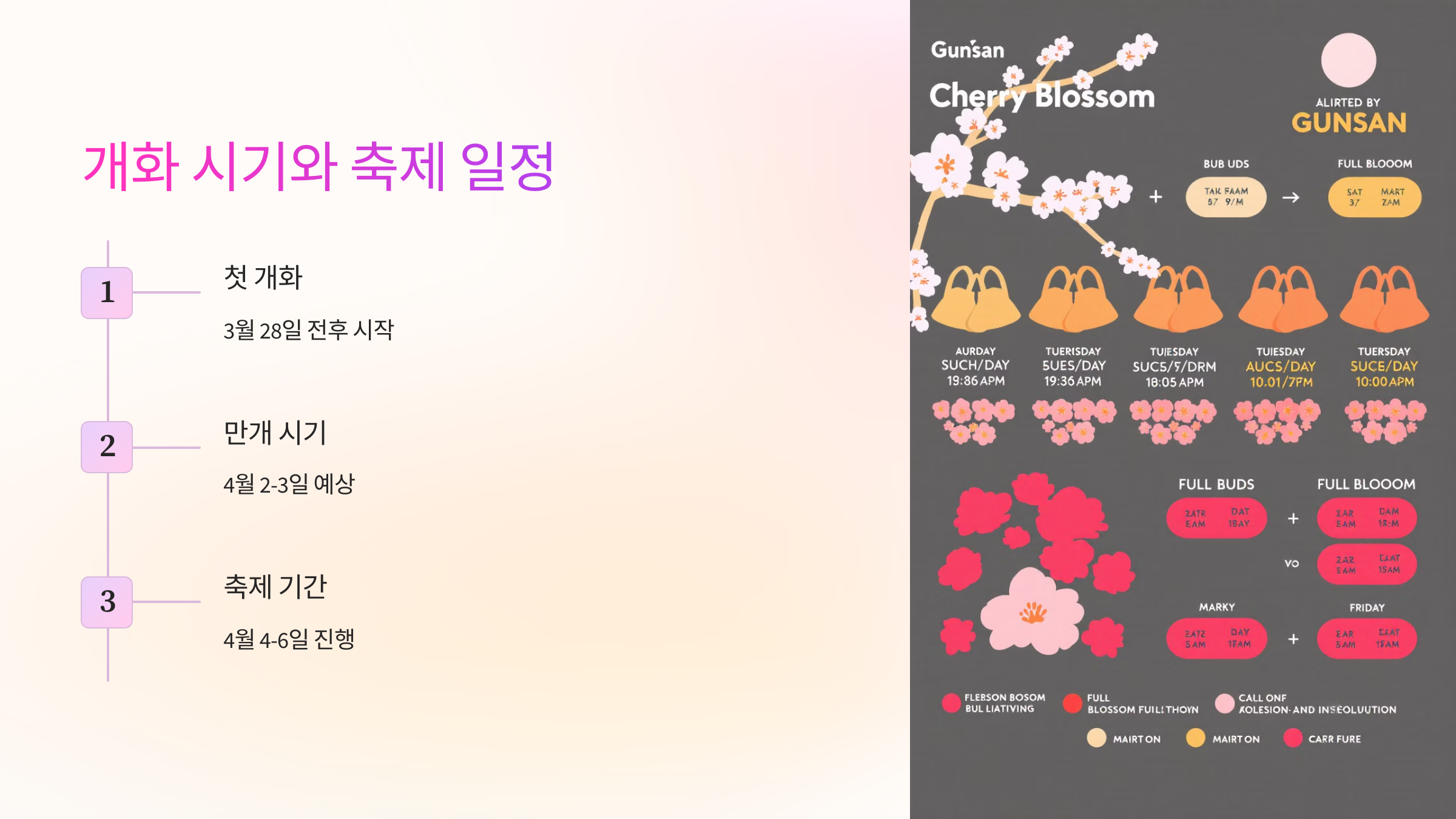 🌸 개화 시기와 축제 일정