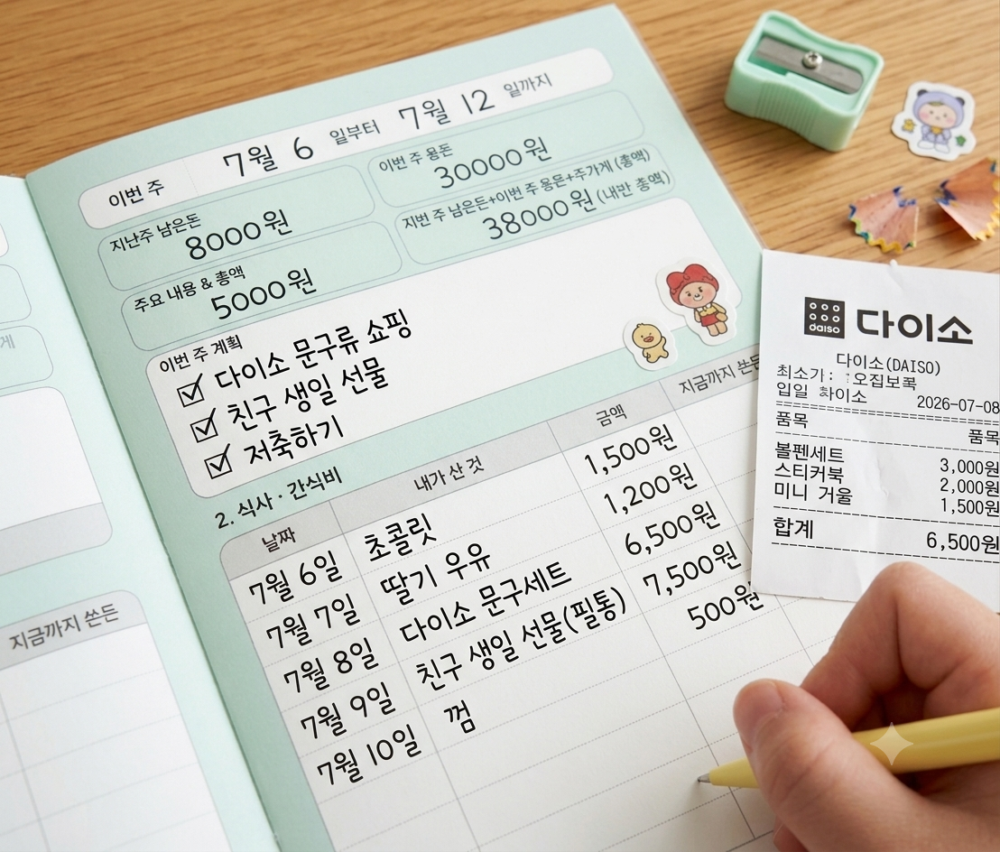 용돈기입장을 쓰며 지출 패턴을 인지