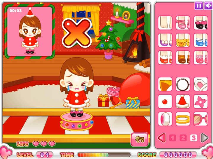쥬디의-특별한-선물-플래시게임-플레이-크리스마스-모자를-미착용하여-실패한-화면