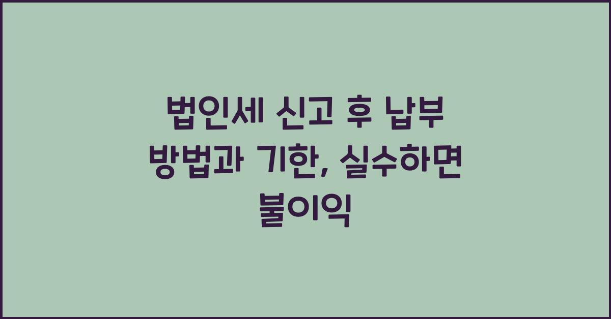 법인세 신고 후 납부 방법