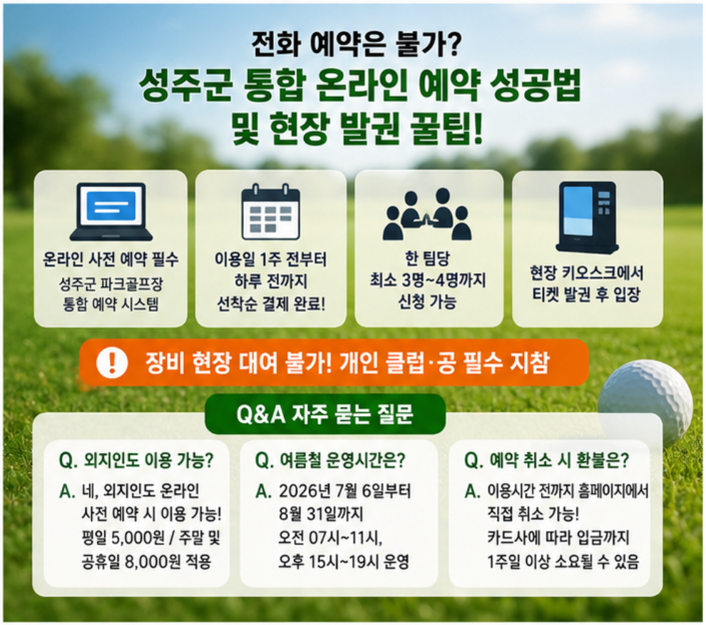 낙동강변 명품 구장에서 36홀 라운딩, 성주참외 파크골프장 완벽 가이드: 코스 특징부터 위치&middot;요금&middot;예약 노하우까지(2026)