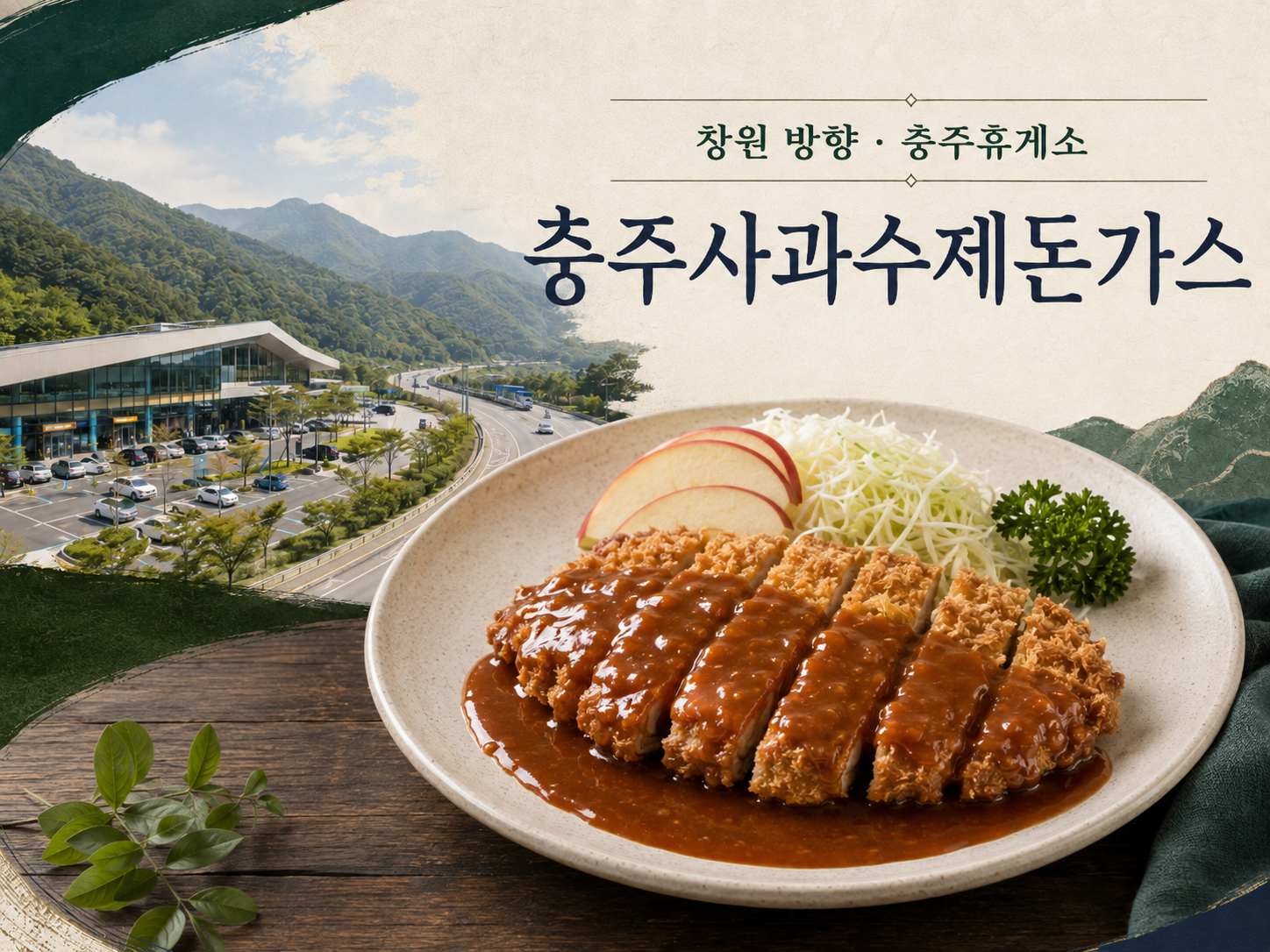 중부내륙고속도로 창원 방향 충주휴게소 충주사과수제돈가스