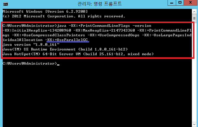 Java 명령어로 현재 사용 중인 GC 종류 확인하는 방법 (UseParallelGC 사용 중)