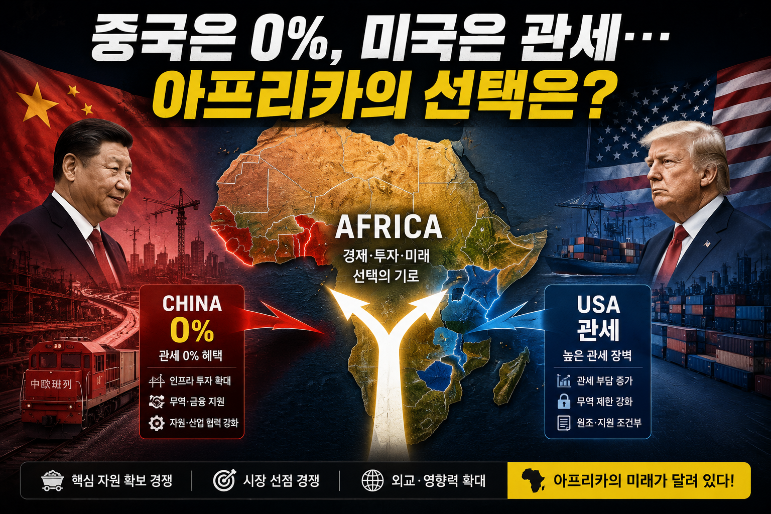 아프리카를 사이네 두고 미국과 중국의 대결 이미지