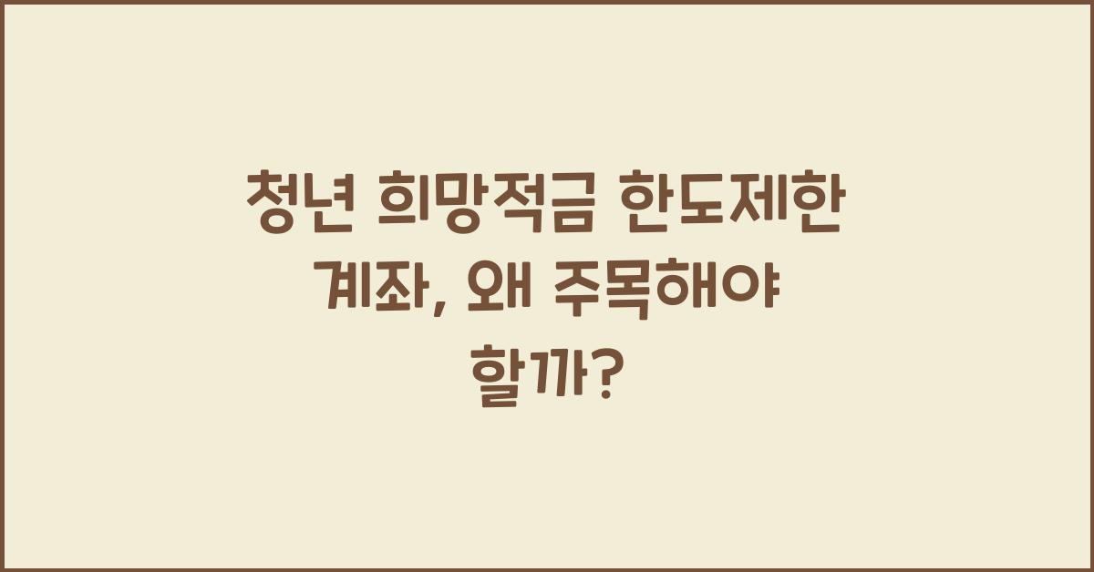 청년 희망적금 한도제한 계좌