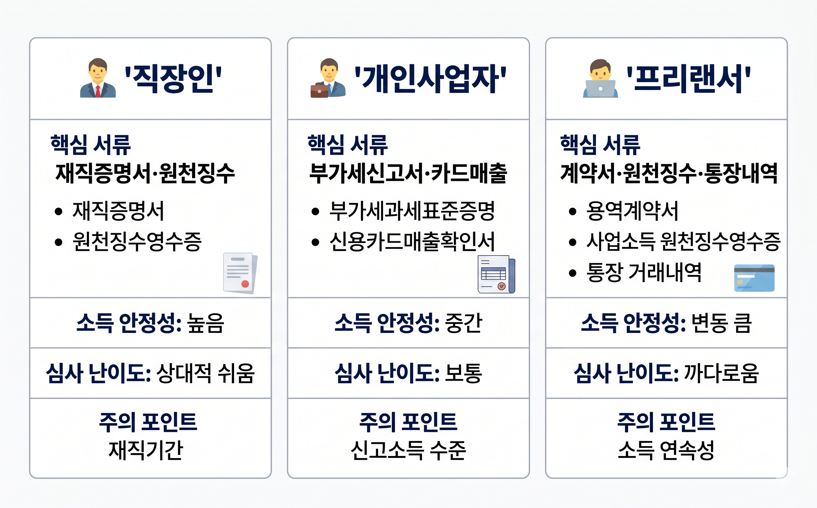 유형별 준비서류 인포그래픽