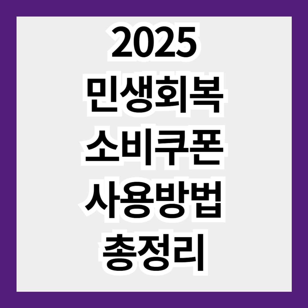 2025 민생회복 지원금 신청방법, 소비쿠폰 사용방법 총정리
