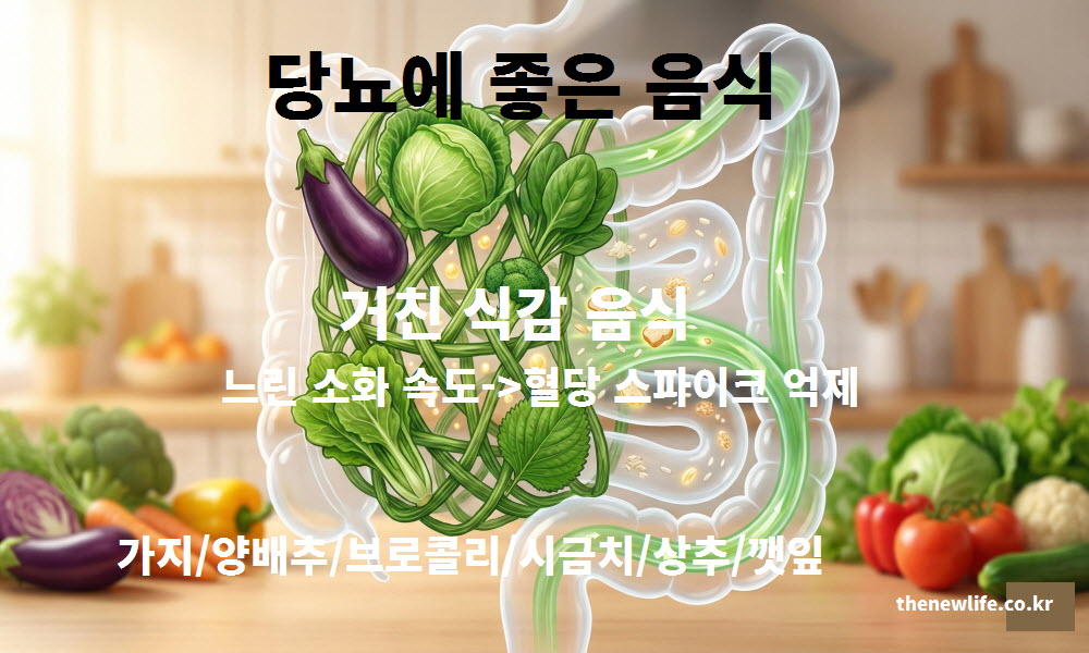 당뇨에 좋은 음식 위장에서 그물망을 형성하는 채소 식이섬유 구조도