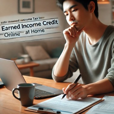 근로장려금을 신청하고 있는 사람의 모습