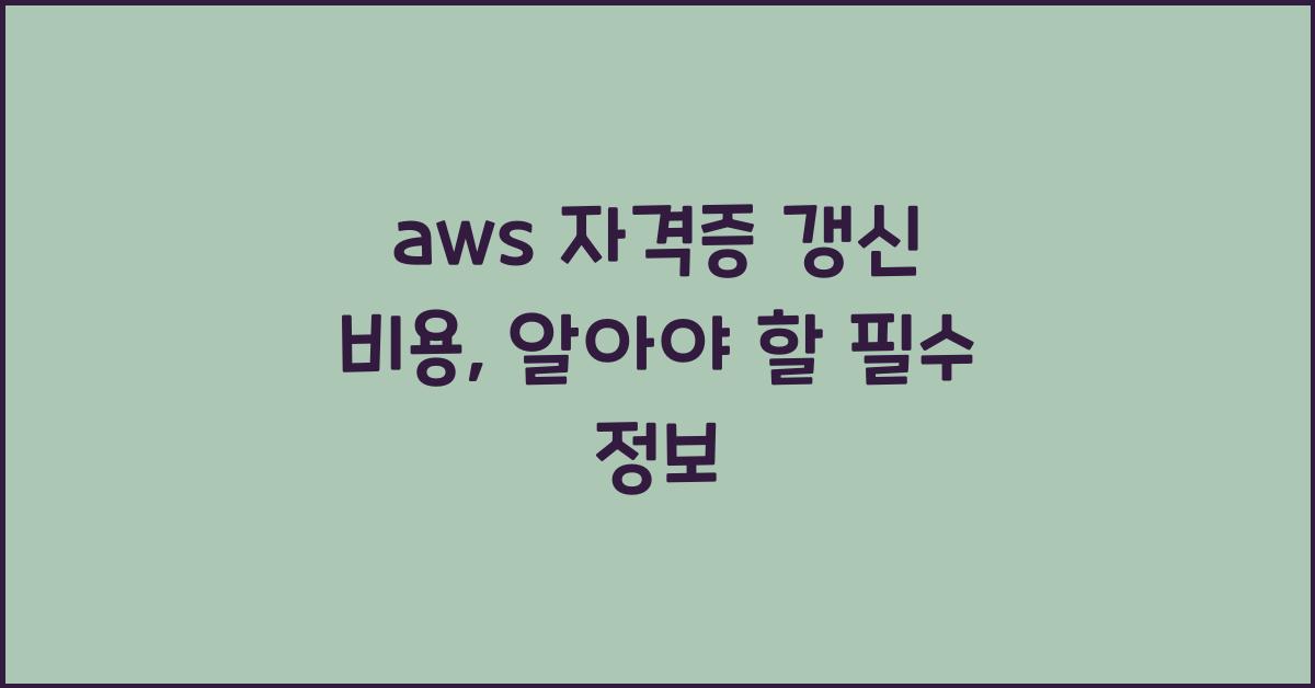 aws 자격증 갱신 비용