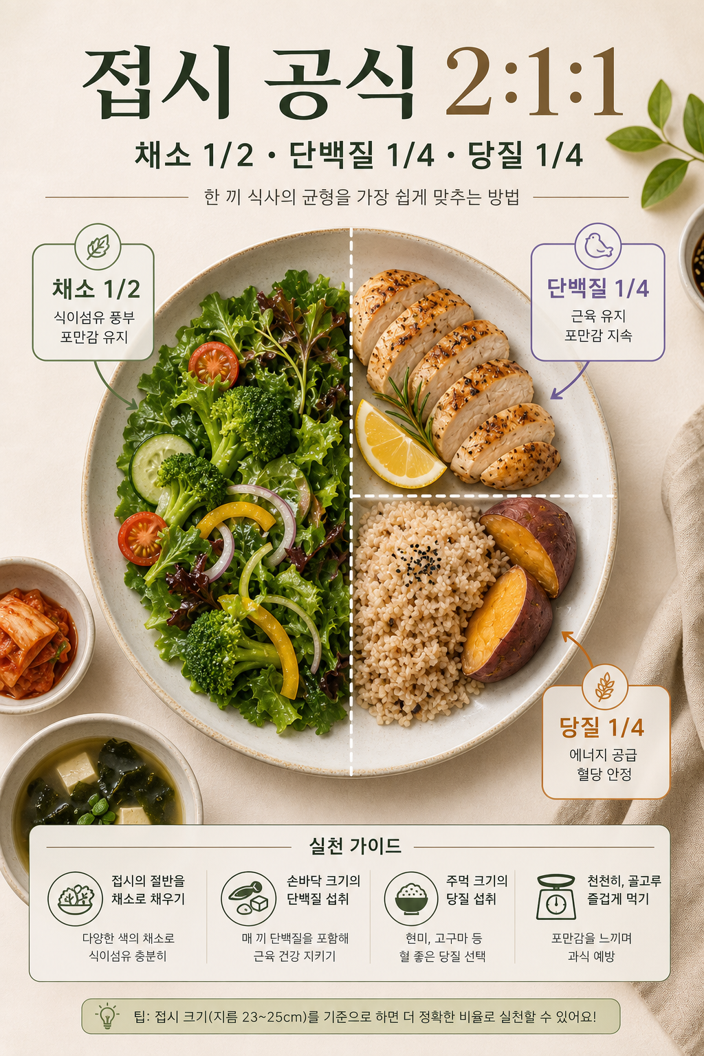 당질 식단 접시 공식 2대1대1 포스터