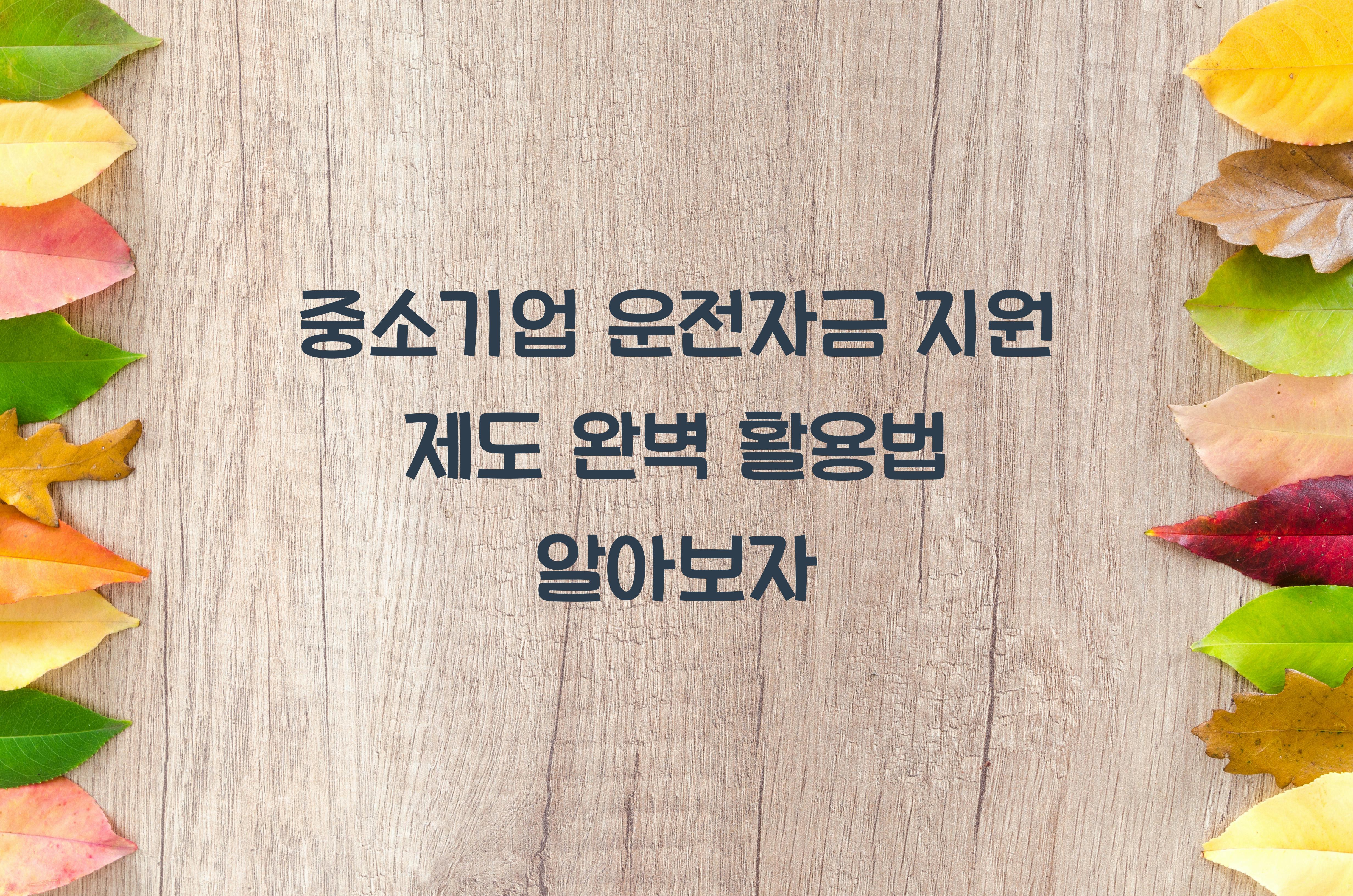 중소기업 운전자금 지원 제도