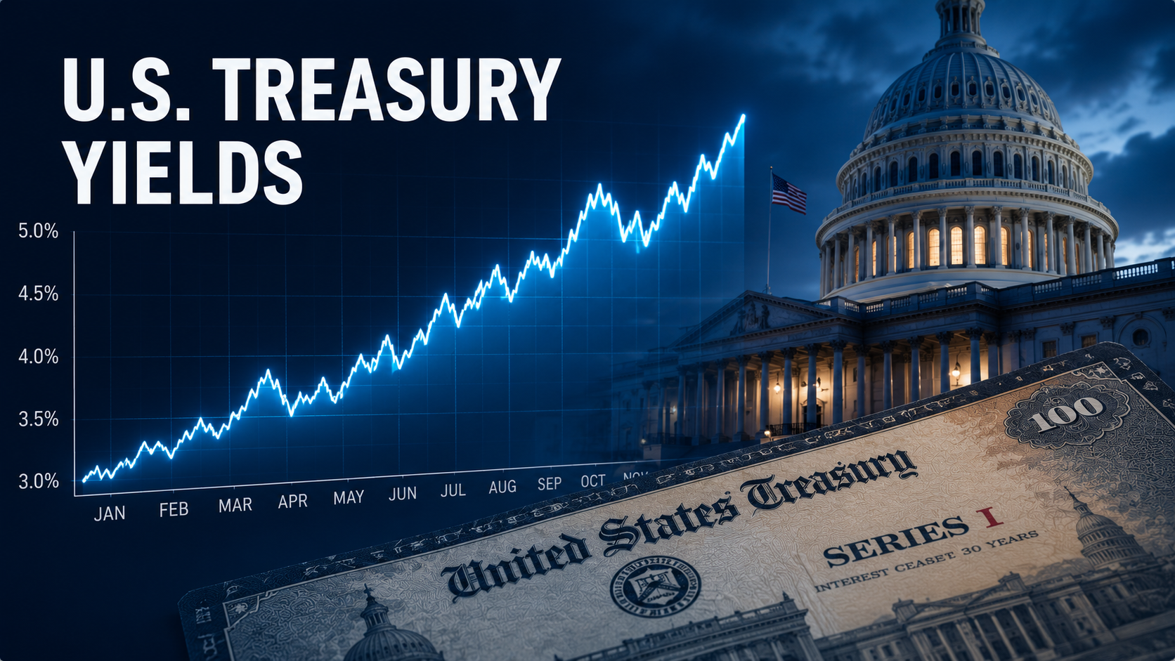 U.S. Treasury yield chart representing bond market pressure and interest rate concerns.