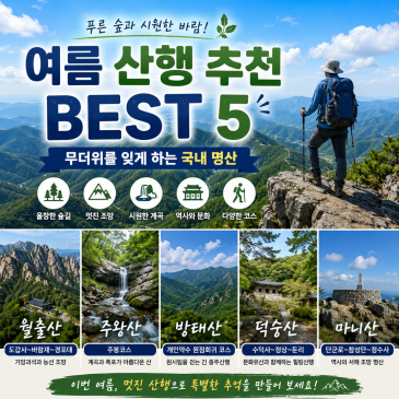 무더위를 잊게 하는 여름 등산 추천, 7~8월 가볼 만한 국내 명산 BEST 5